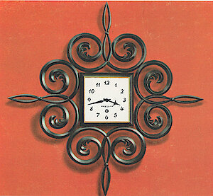 Westclox Scroll 8 Day Wall Clock Black. Westclox 1960 Keywound and Electric Clocks Catalog -> 8