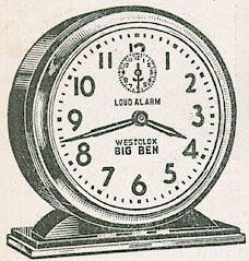 Westclox Big Ben Style 4a Loud Alarm Black Nickel Trim Luminous. Michigan Hardware 1938 -> 668