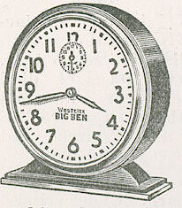 Westclox Big Ben Style 4 Chime Alarm Ivory Luminous. Michigan Hardware 1938 -> 668