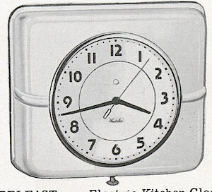 Westclox Belfast Style 2 White. 1953 John Plain Book (Catalog) of Gifts and Homewares. John Plain & Co., Chicago, IL -> 75