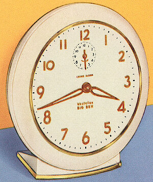 Westclox Big Ben Style 6 Chime Alarm Ivory Plain. New Models and Highlights, 1954 -> Spring Driven Alarm