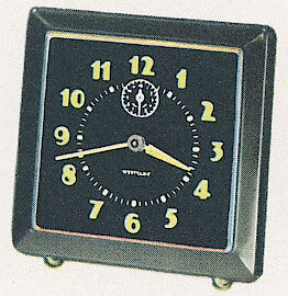 Westclox Spur Style 1 Black Luminous. New Models and Highlights, 1954 -> Spring Driven Alarm