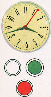 Westclox Prim Electric Wall Clock Red. Westclox 1956 Catalog -> 8