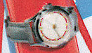 Westclox Wrist Ben Style 4a White Red Dial Leather Strap. Westclox 1957 New Items -> Wrist Ben Waterproof, Dax