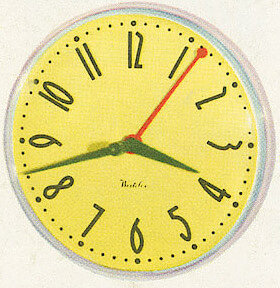 Westclox Prim Electric Wall Clock Yellow. Westclox Full Line Gift Catalog, 1957 -> 8