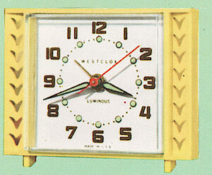 Westclox Tide Electric Yellow Bird Wing Pattern. 1958 Westclox Catalog; Westclox; La Salle; Illinois; Division of General Time Corporation -> 7