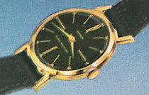 Westclox Shadow Thin Black Dial Black Suede Band. 1959 Westclox Watch Catalog -> 4