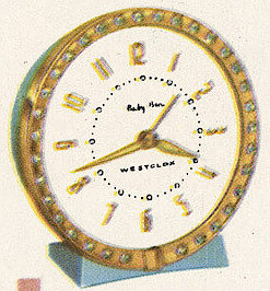 Westclox Baby Ben Sequin Style 7 Turquoise Radial Numerals. Westclox 1959 - 1960 Keywound and Electric Clocks Catalog -> 2