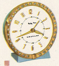 Westclox Baby Ben Sequin Style 7 Pink Radial Numerals. Westclox 1959 - 1960 Keywound and Electric Clocks Catalog -> 2