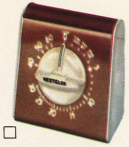 Westclox Lookout Portable Timer White. Westclox 1959 - 1960 Keywound and Electric Clocks Catalog -> 4