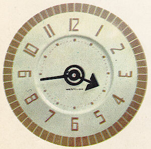 Westclox Stanton Electric Tile White With Brown Decor. 1963 - 1964 Westclox Clock and Watch Catalog, USA; Westclox; LaSalle - Peru Illinois -> 14