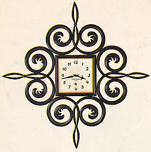 Westclox Scroll 8 Day Wall Clock Black. 1963 - 1964 Westclox Clock and Watch Catalog, USA; Westclox; LaSalle - Peru Illinois -> 16