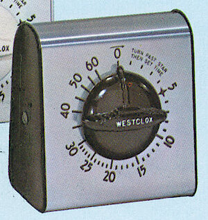 Westclox Lookout Portable Timer Chrome. 1964 - 65 Westclox Catalog -> 14