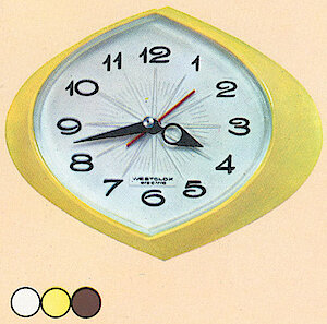 Westclox Sonnet Electric Wall Clock Wood Finish. 1964 - 65 Westclox Catalog -> 15