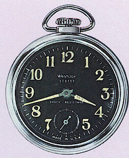 Westclox Scotty Style 3 Pocket Watch Black Dial. 1964 - 65 Westclox Catalog -> 21