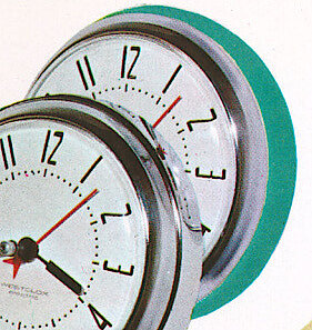 Westclox Canada Oracle Electric Wall Clock Turquoise With White Dial. Westclox Canada 1964 Catalog -> 15