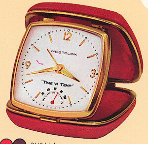 Westclox Time N Temp Travel Clock Red. Westclox 1965 - 66 Catalog -> 25