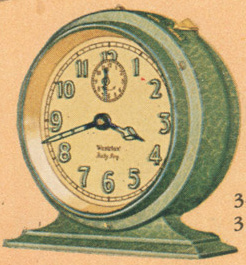 Westclox Baby Ben Style 2 Green Crackle Luminous 1930 Westclox Color Brochure; Western Clock Company; La Salle; Illinois; USA -> 1930s-colors-3