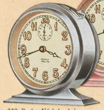 Westclox Baby Ben Style 2 Butler Nickel Gold Leaf Numeral 1931 Westclox Color Catalog Pages, C. M. McClung & Co. -> 298C