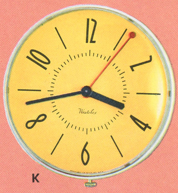 Westclox Prim Electric Wall Clock Yellow 1955 Westclox Catalog -> 6