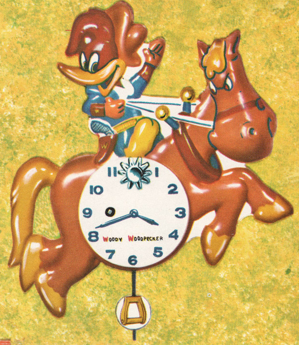 Westclox Woody Woodpecker Wall 1959 Westclox Introductions; Westclox Division of General Time Corporation; and Columbia Time Products; La Salle - Peru; Illinois; USA. -> Woody Woodpecker 1