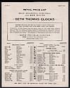 Clocks by Seth Thomas. Includes retail and dealers . . .