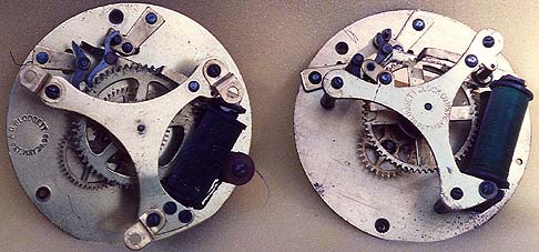 A pair of Blodgett secondary clock movements