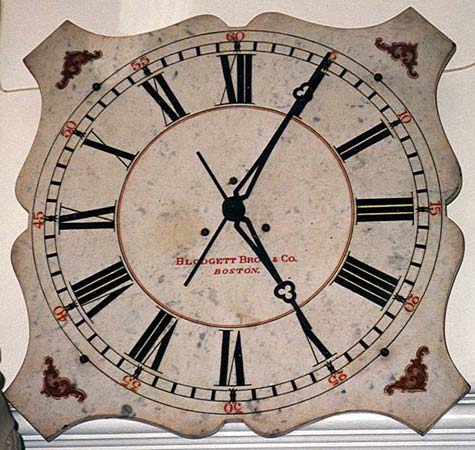 Large and exceptional marble dial clock originally used at Boston College