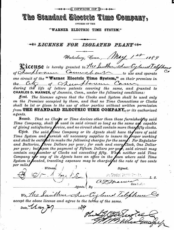 Standard Electric License for Isolated Plant