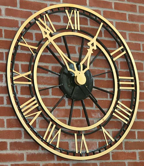 38 inch wrought iron flush mount skeleton dial with No. 3 secondary movement.