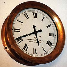 10-inch boiler room clock in optional all-bronze case.