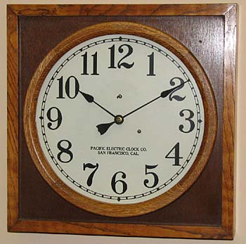 Earlier clock by Pacific Electric Clock Co., San Francisco