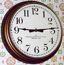 Typical circa 1930 classroom clock assembled at branch factory in Berkeley, CA