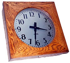 Late square oak clock made to City of Boston specifications