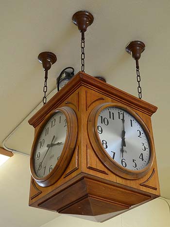 Four-dial clock at Comanche County Court House, Texas