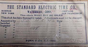 Label - This clock must not be oiled