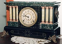 Adamantine mantel clock,  6 pillars