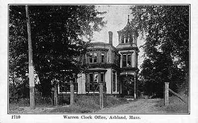 Warren Clock Co office postcard