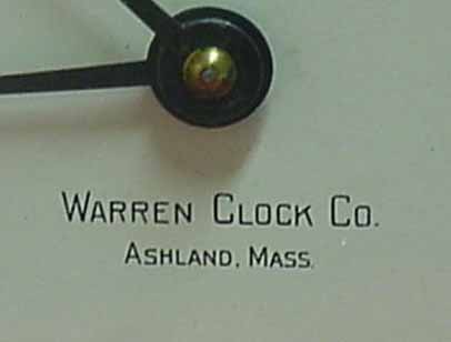 Dial showing Warren Clock Co. name