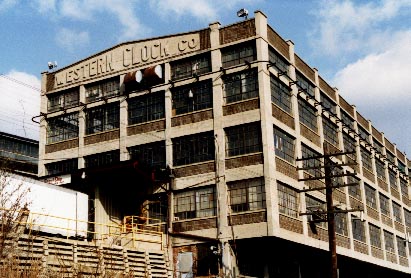 The old Western Clock Co. factory in Peru, Illinois, with the name still intact after more than 60 years. 