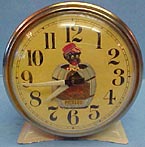 Fake Dietz & Watson Pickles advetising clock made from a Westclox Fawn alarm clock