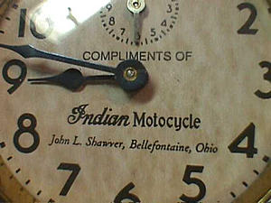 Fake Indian Motocycle Advertising Clock Made From a Baby Ben Style 1